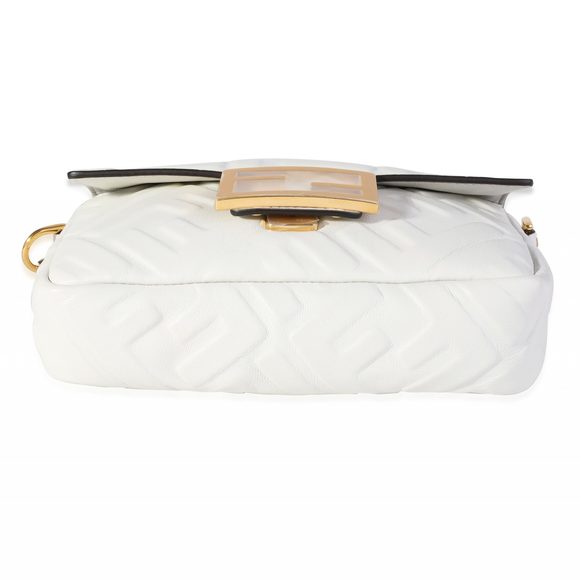 Fendi Bianco Embossed Zucca Lambskin Mini Baguette - Picture 5 of 8